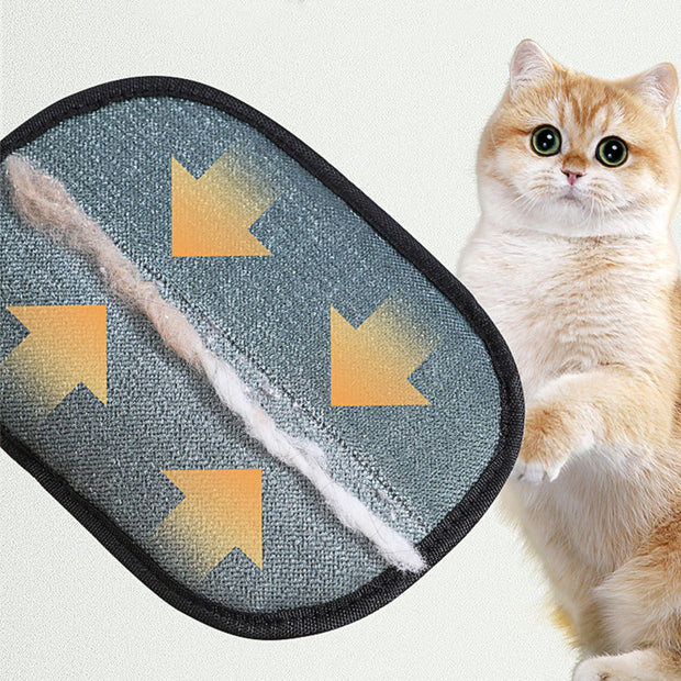 Close-up of pet hair remover glove showing static bristle action. Designed to attract and lift embedded pet hair.