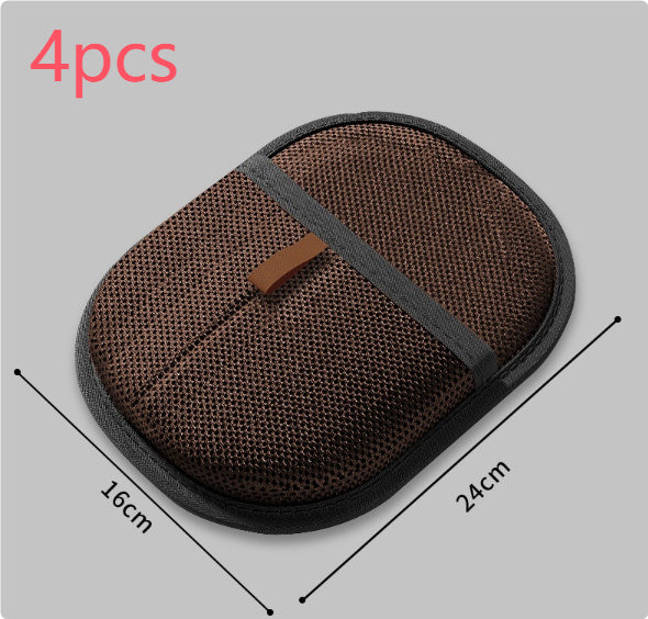 4-piece dark brown pet hair remover gloves set with 16x24cm size. Great for grooming and cleaning pet fur.