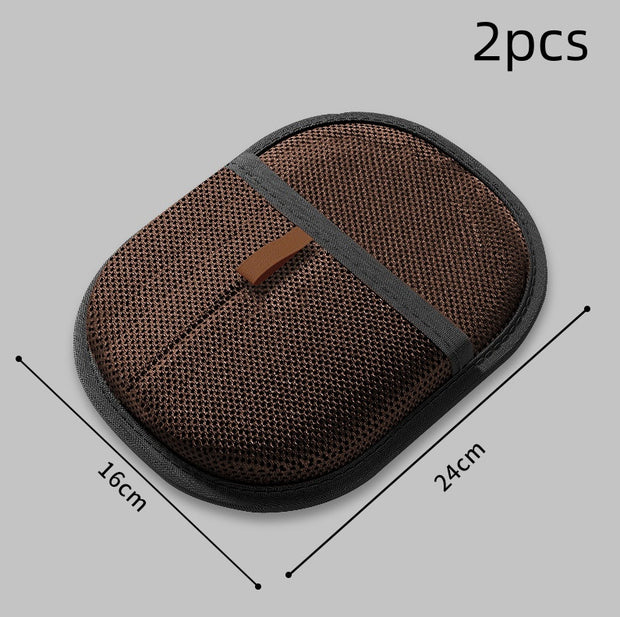 2-piece dark brown pet hair remover gloves with 16x24cm size. Perfect for removing pet fur from furniture and clothes.